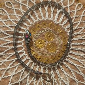 Betsey Johnson Black Snake Necklace with Colorful Accents